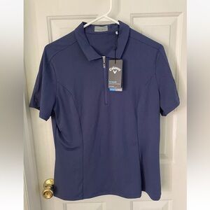 NWT Callaway Master Staff Professional Navy Blue Womens Golf Shirt Size LG
